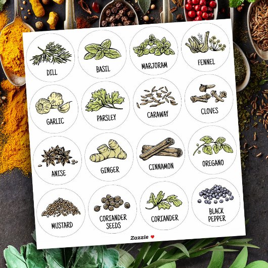 Standard Kitchen Spices Dried Herb Round - DEEL 1 Sticker