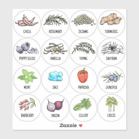 Standard Kitchen Spices Dried Herb Round - DEEL 2 Sticker (Vel)