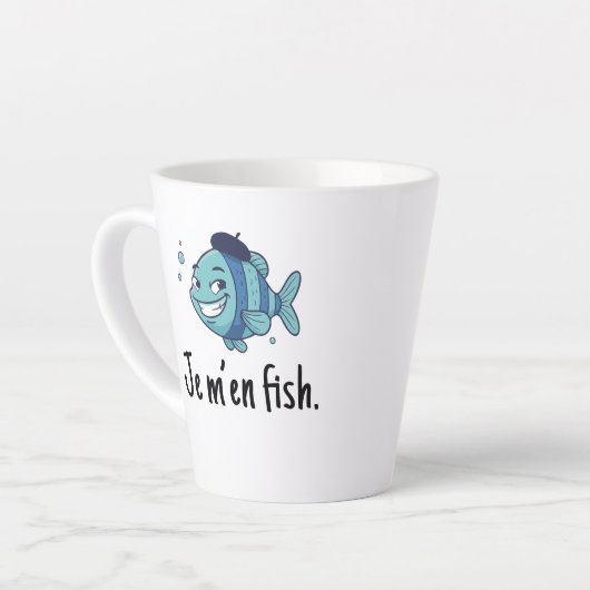 Standard Latte Mug - Je m'en fish Mok (Linkerhoek)