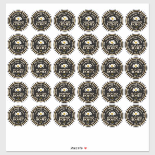 Standard Mason Jar Cat Honey Label Daisy 2.125" (Vel)