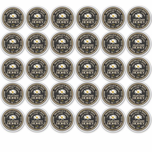 Standard Mason Jar Cat Honey Label Daisy 2.125" (Voorkant)