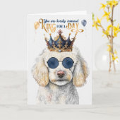 Standard Poodle Dog King voor een dag grappige dag Kaart (Gele Bloem)
