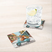 Standard Poodle Dog Riding Scooter Kartonnen Onderzetters (Insitu)