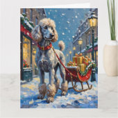 Standard Poodle French Sleigh Christmas Kaart (Voorkant)