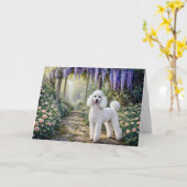Standard Poodle Garden Blank Card Kaart (Gele Bloem)