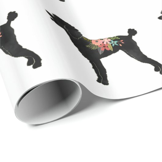 Standard Poodle Hondenras Boho Floral Silhouette Cadeaupapier (Rol Hoek)