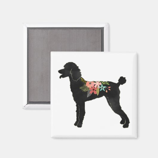 Standard Poodle Hondenras Boho Floral Silhouette Magneet (Voorkant / Achterkant)