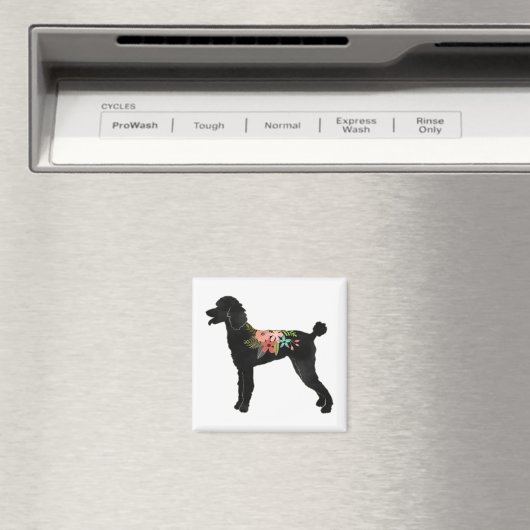 Standard Poodle Hondenras Boho Floral Silhouette Magneet (Insitu (Vaatwasser))