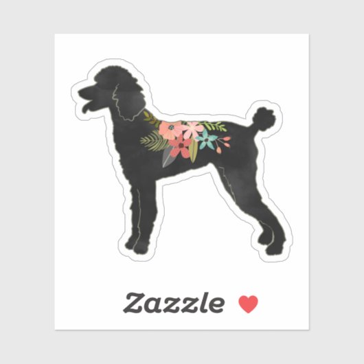 Standard Poodle Hondenras Boho Floral Silhouette Sticker (Vel)