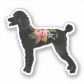 Standard Poodle Hondenras Boho Floral Silhouette Sticker (Voorkant)