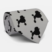 Standard Poodle Silhouettes Pattern Grey and Black Stropdas (Opgerold)