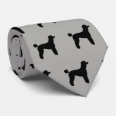 Standard Poodle Silhouettes Pattern Grey and Black Stropdas (Opgerold)