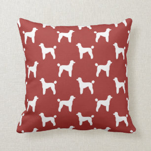 Standard Poodle Silhouettes Pattern Red Kussen