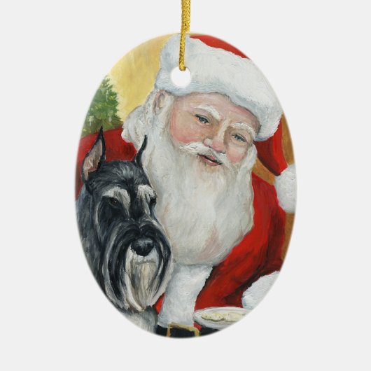 Standard Schnauzer Dog Art-kerstversiering Keramisch Ornament (Voorkant)