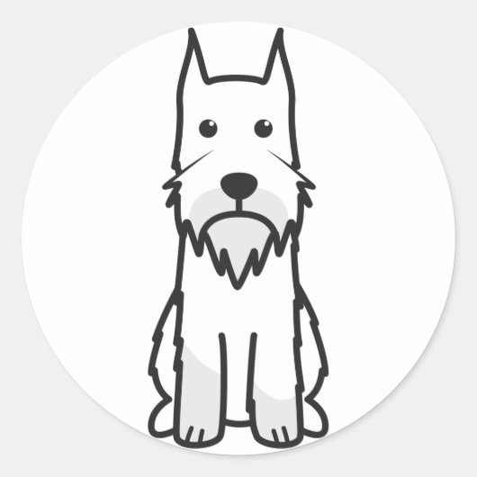 Standard Schnauzer Dog Cartoon Ronde Sticker (Voorkant)