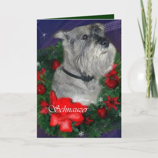 Standard Schnauzer-kerstcadeautjes Feestdagen Kaart (Voorkant)