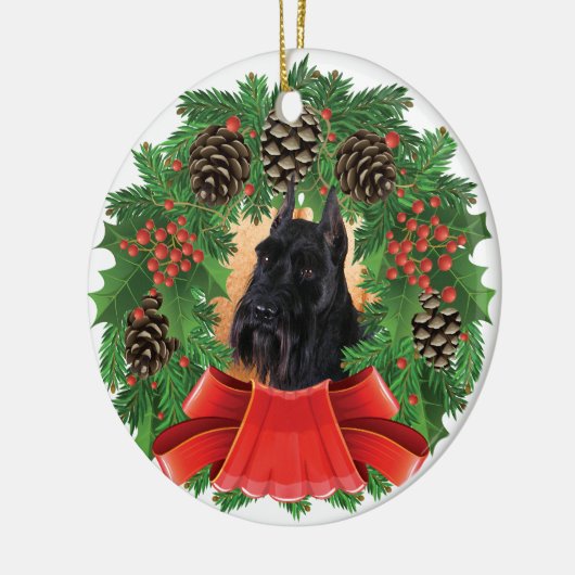 Standard Schnauzer kerstfeestdag - Wreath Keramisch Ornament (Links)