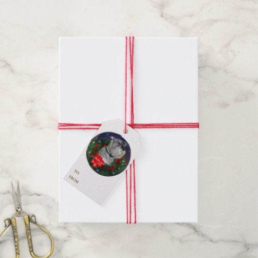 Standard Schnauzer Kerstmis Cadeaulabel (Met Touw)