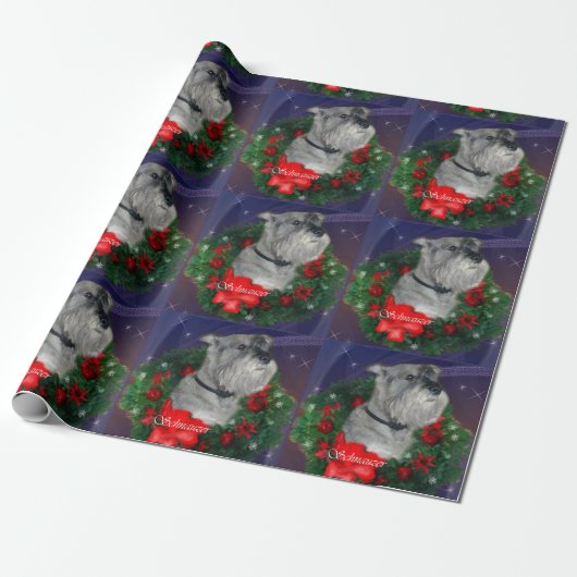 Standard Schnauzer Kerstmis Cadeaupapier (Uitgerold)