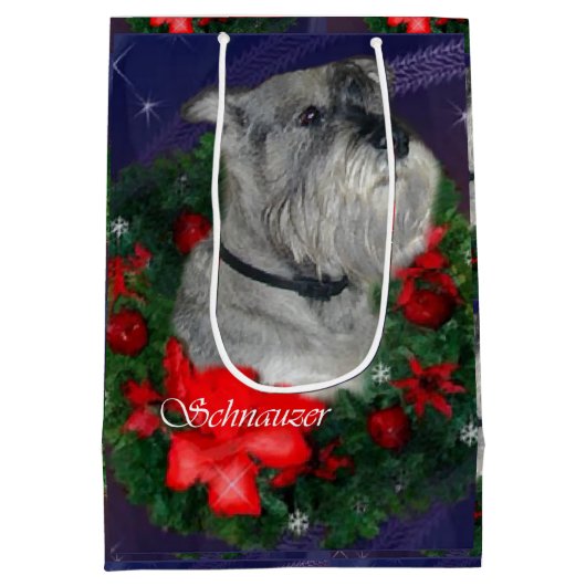 Standard Schnauzer Kerstmis Medium Cadeauzakje (Achterkant)