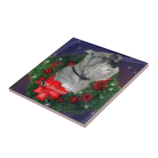 Standard Schnauzer Kerstmis Tegeltje (Zijkant)