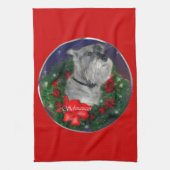 Standard Schnauzer Kerstmis Theedoek (Verticaal)