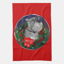 Standard Schnauzer Kerstmis Theedoek