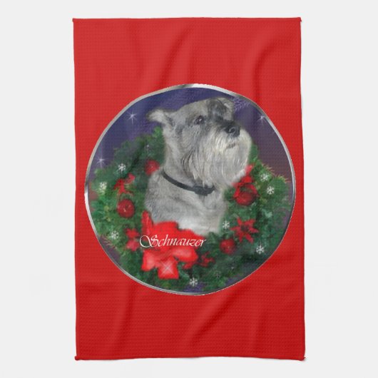 Standard Schnauzer Kerstmis Theedoek (Verticaal)