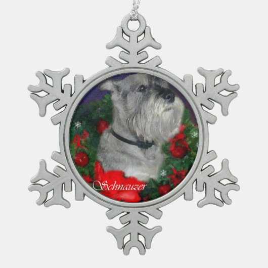 Standard Schnauzer Kerstmis Tin Sneeuwvlok Ornament (Voorkant)