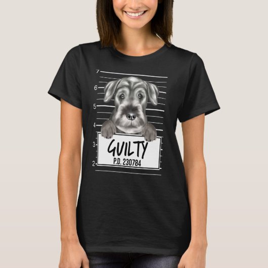Standard Schnauzer Mugshot Guilty Dog T-shirt (Voorkant)