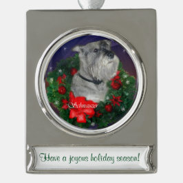 Standard Schnauzer - Persoonlijke Kerstmis Verzilverd Banner Ornament