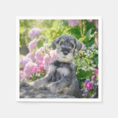 Standard Schnauzer Puppy in een bloeiende tuin - Servet (Voorkant)
