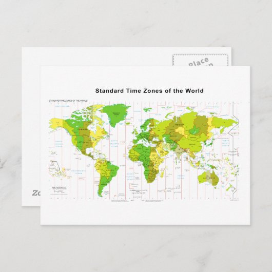 Standard Time Zones Wereldkaart 2013 Briefkaart (Voorkant / Achterkant)