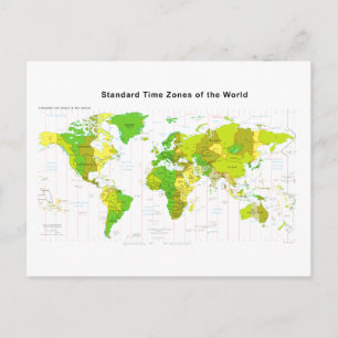 Standard Time Zones Wereldkaart 2013 Briefkaart