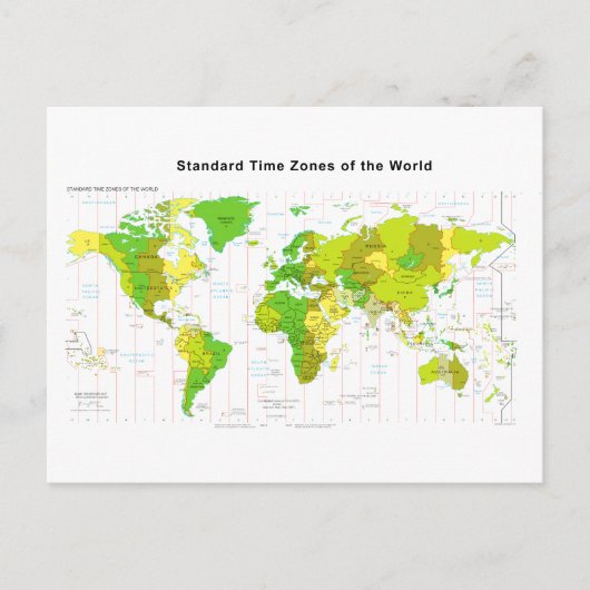Standard Time Zones Wereldkaart 2013 Briefkaart (Voorkant)