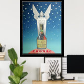 Standbeeld en Art Deco Vintage Poster (Thuiskantoor)