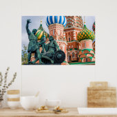 Standbeeld en St. Basil's Basiliek Poster (Keuken)