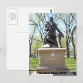 Standbeeld in Central Park Briefkaart (Voorkant / Achterkant)