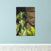 Standbeeld in een tuin: Chiang Mai, Thailand Canvas Afdruk (Insitu (Houten vloer))