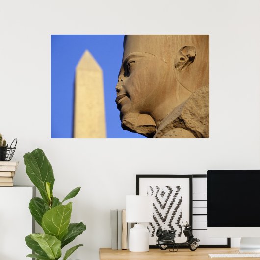 standbeeld van Amun-Re met Obelisk, Karnak (Egypte Poster (Thuiskantoor)