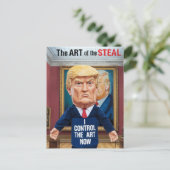 Standbeeld van Angry Trump controleert de kunst in Briefkaart (Staand voorkant)