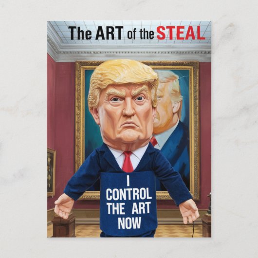 Standbeeld van Angry Trump controleert de kunst in Briefkaart (Voorkant)