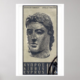 Standbeeld van Apollo - Cyprus - Postzegelafdruk Poster
