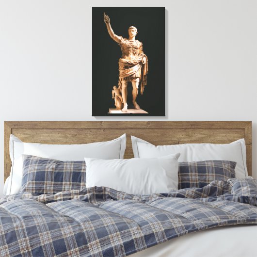 Standbeeld van Augustus Caesar Canvas Print (Insitu (Slaapkamer))