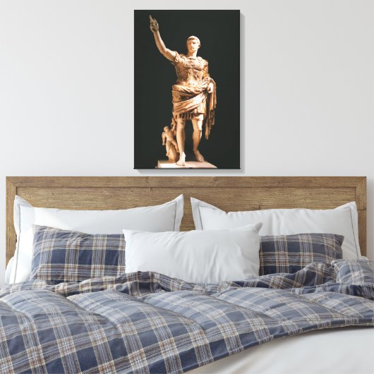 Standbeeld van Augustus Caesar Canvas Print (Insitu (Slaapkamer))