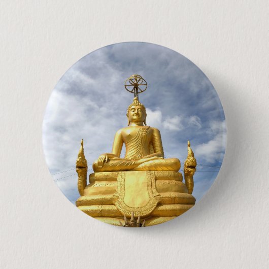 Standbeeld van Boeddha Ronde Button 5,7 Cm (Voorkant)