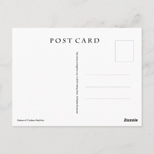 Standbeeld van Chuken Hachiko Briefkaart (Achterkant)