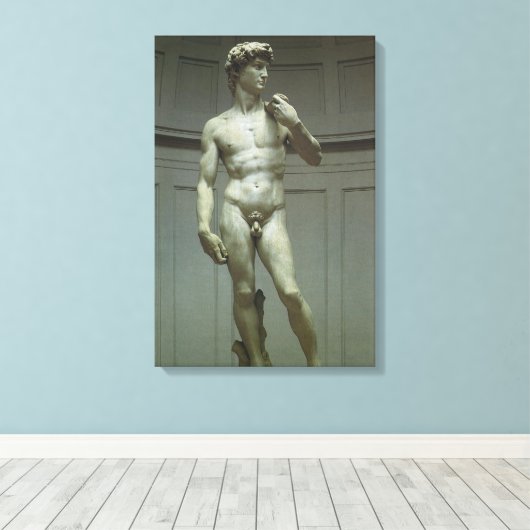 Standbeeld van David door Michelangelo Canvas Afdruk (Insitu (Houten vloer))