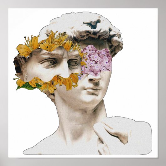 standbeeld van David Michelangelo Floral Poster (Voorkant)
