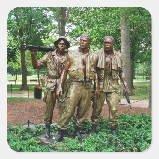 Standbeeld van de drie militairen | Vietnamoorlog Vierkante Sticker (Voorkant)